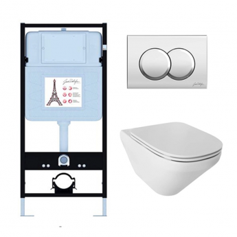 Инсталляция JACOB DELAFON E21775RU-СP, с безободковым унитазом MODERN LIFE, сиденье с микролифтом, клавиша хром