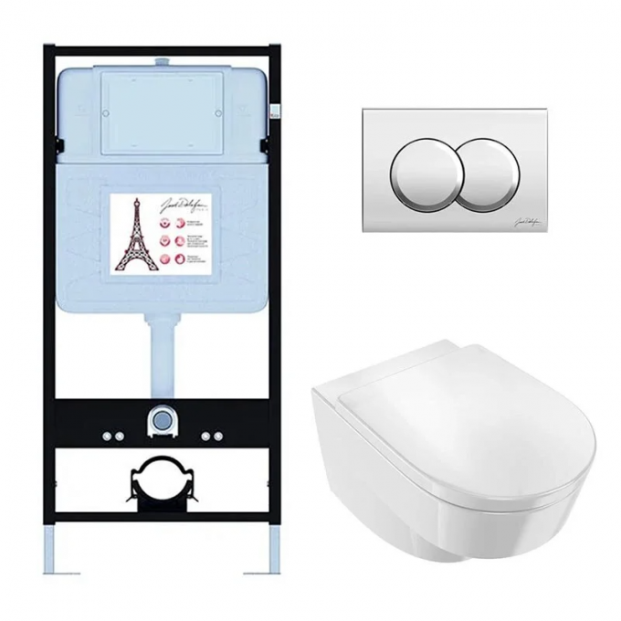 Комплект унитаза с инсталляцией JACOB DELAFON ODEON RIVE GAUCHE (хром) EDR103-CP